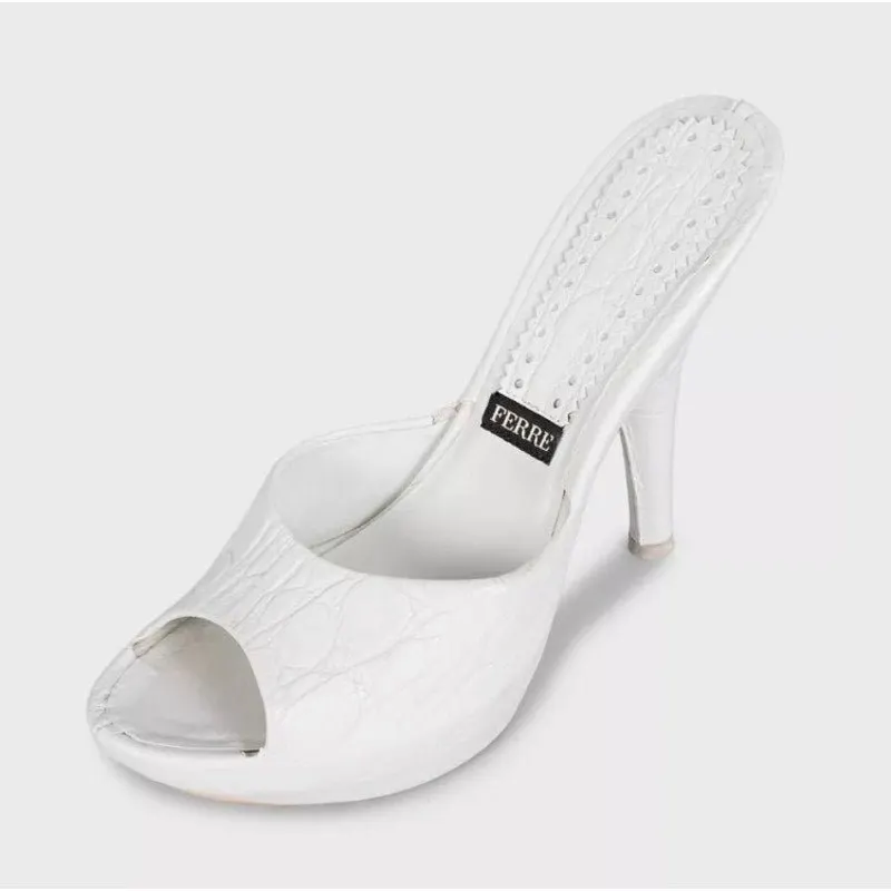 Gianfranco Ferré White Leather Platform Mules sz.37 Pre-owned White Leather Good - Inside View