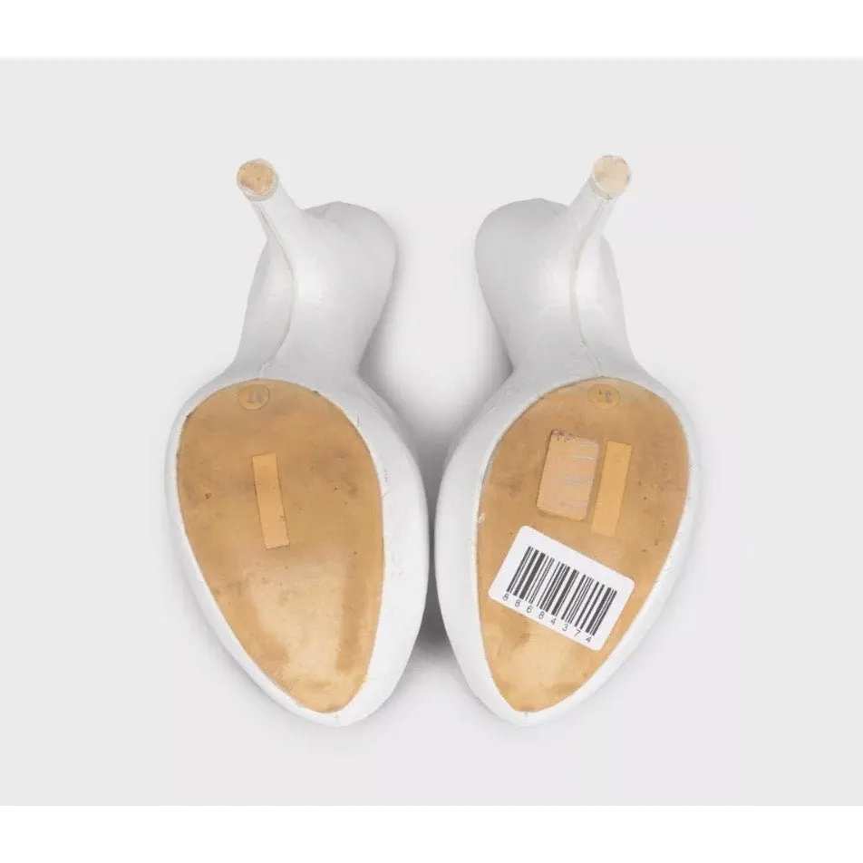 Gianfranco Ferré White Leather Platform Mules sz.37 Pre-owned White Leather Good - Box View
