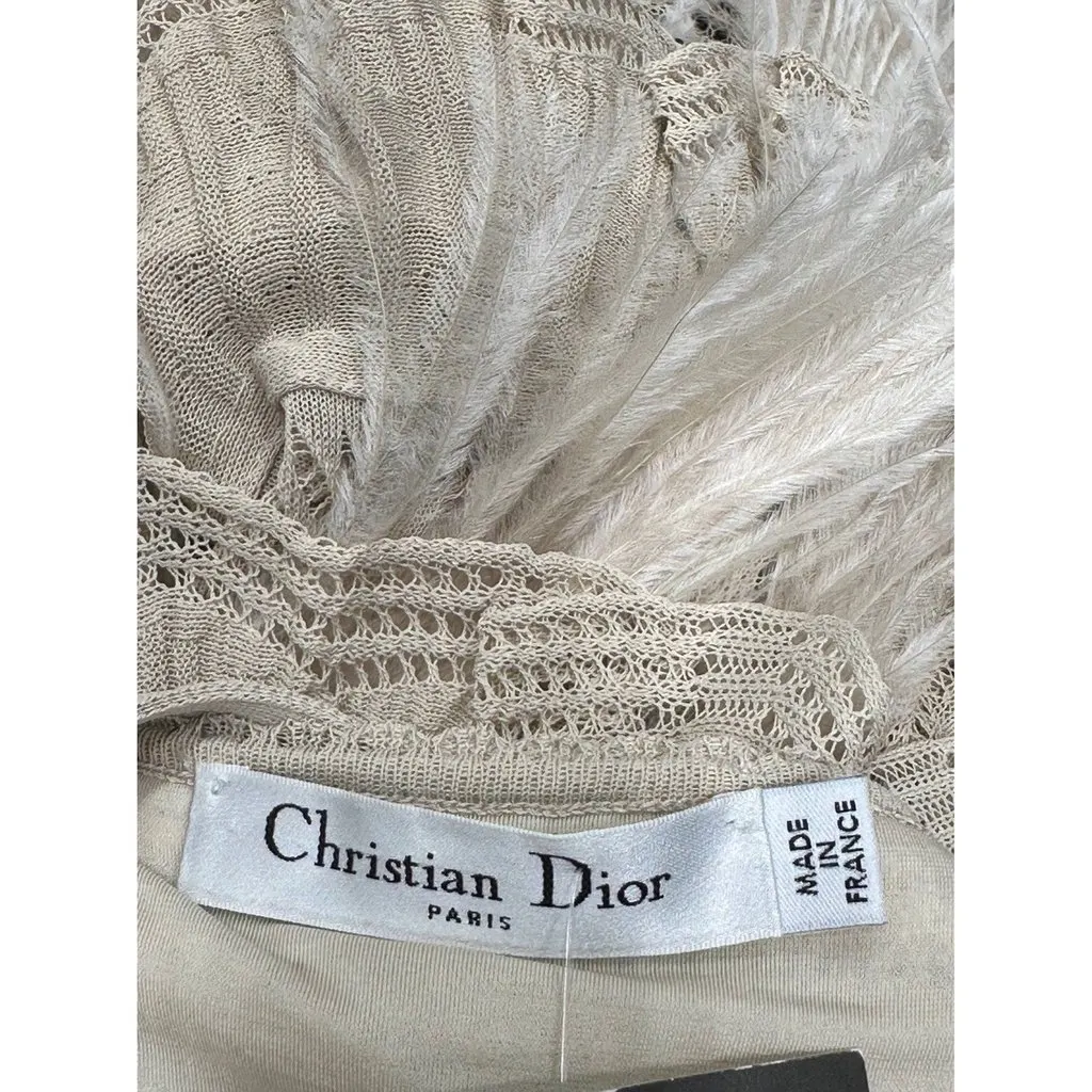 Christian Dior by Galliano Beige Knit Feather Dress Sz.38 Pre-owned Beige Good - Box View
