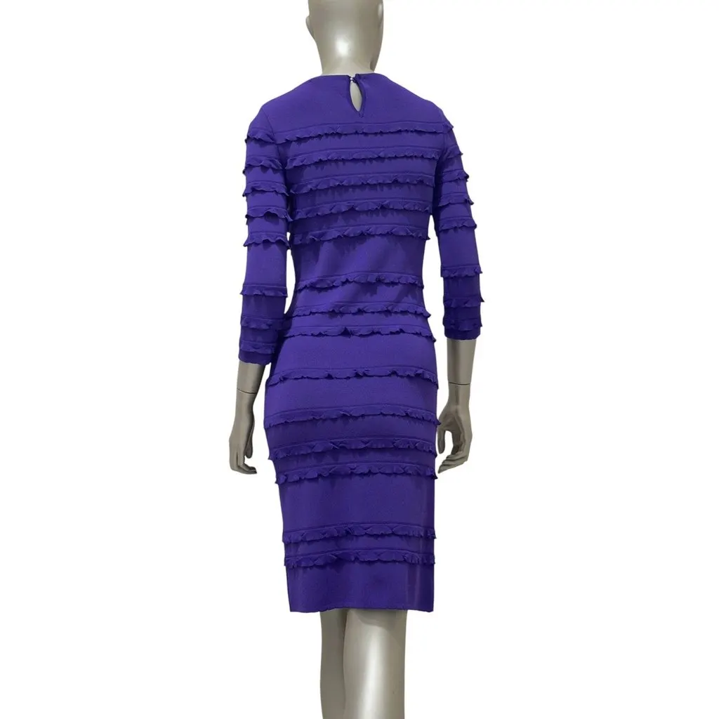 Christian Dior Purple Ruffle Shift Dress - Size 38 Pre-owned Purple Good - Back View