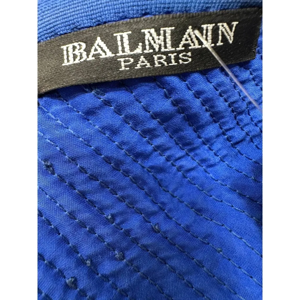 Balmain One-Shoulder Sequin Mini Dress 2009 Size 38 Pre-owned Blue Silk Good - Model View