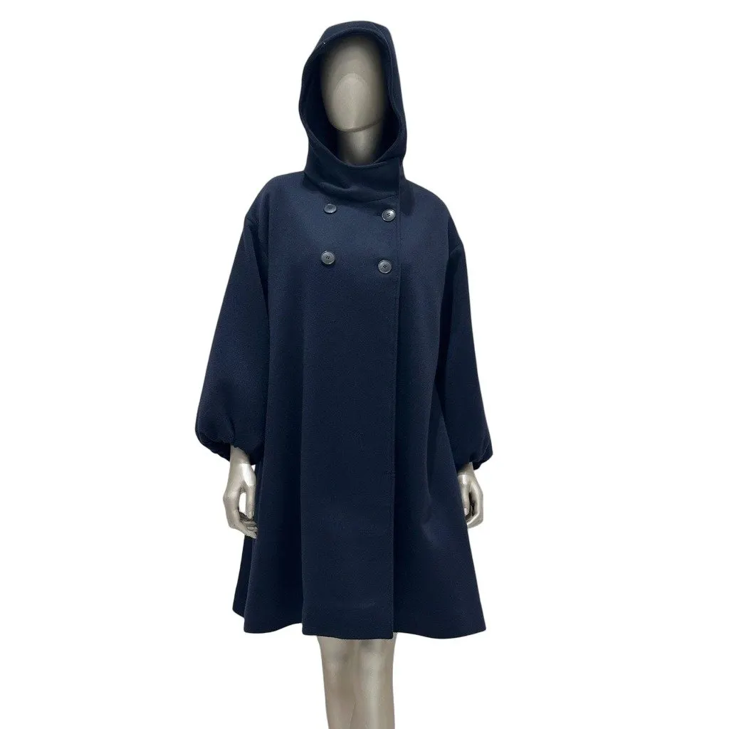 Christian Dior Navy Cashmere Hooded Oversized Coat Sz.38 Pre-owned Navy Wool Good - Front View