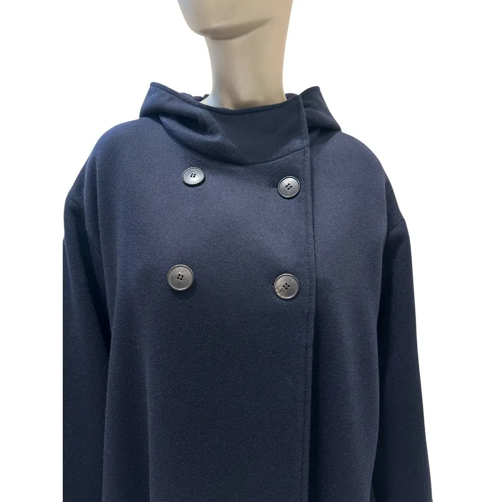 Christian Dior Navy Cashmere Hooded Oversized Coat Sz.38 Pre-owned Navy Wool Good - Back View