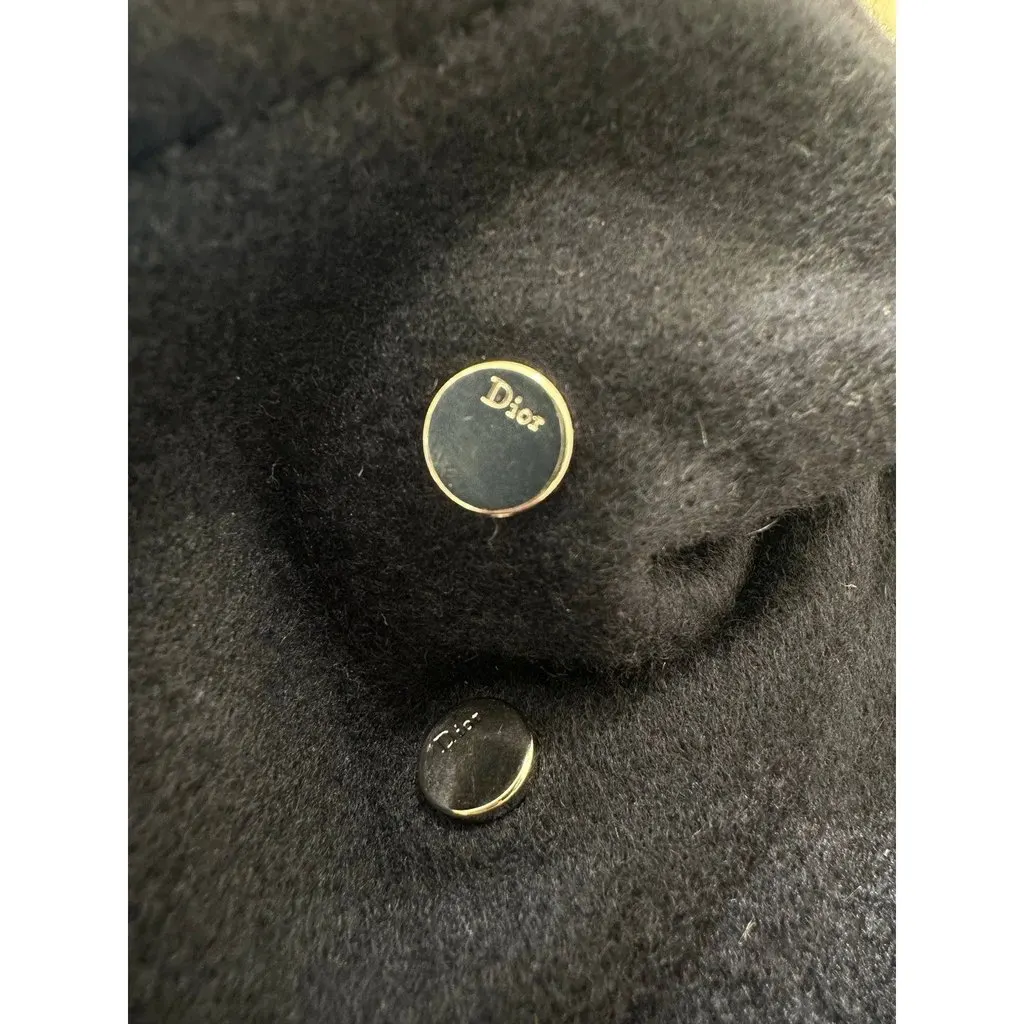 Christian Dior Navy Cashmere Hooded Oversized Coat Sz.38 Pre-owned Navy Wool Good - Model View