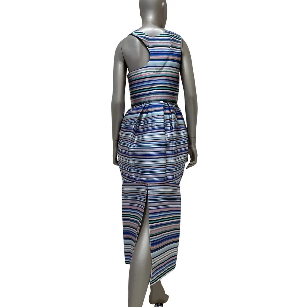 Christian Dior Raf Simons 2014 Striped Silk Dress 38 Pre-owned MultiColor Silk Good - Back View