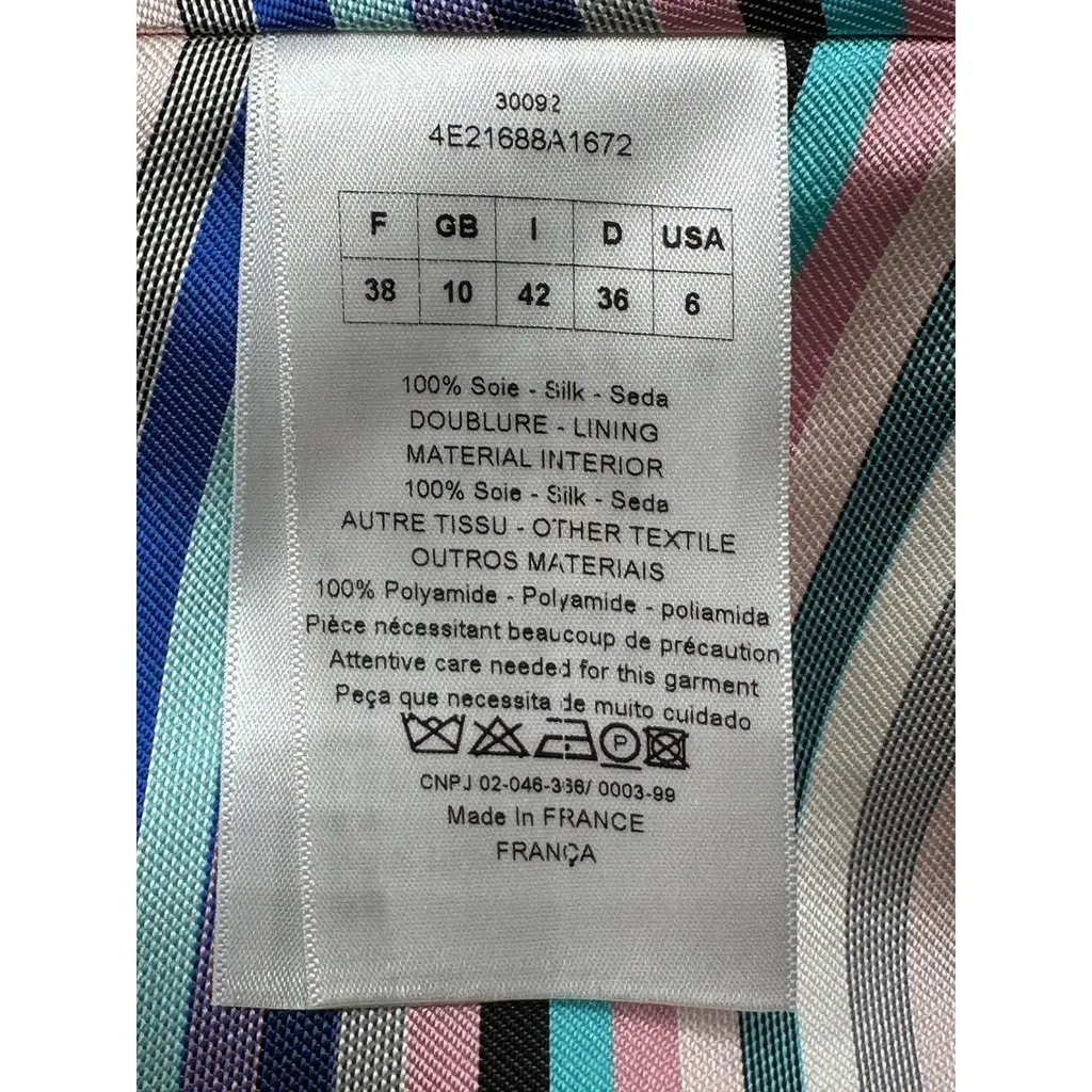 Christian Dior Raf Simons 2014 Striped Silk Dress 38 Pre-owned MultiColor Silk Good - Model View