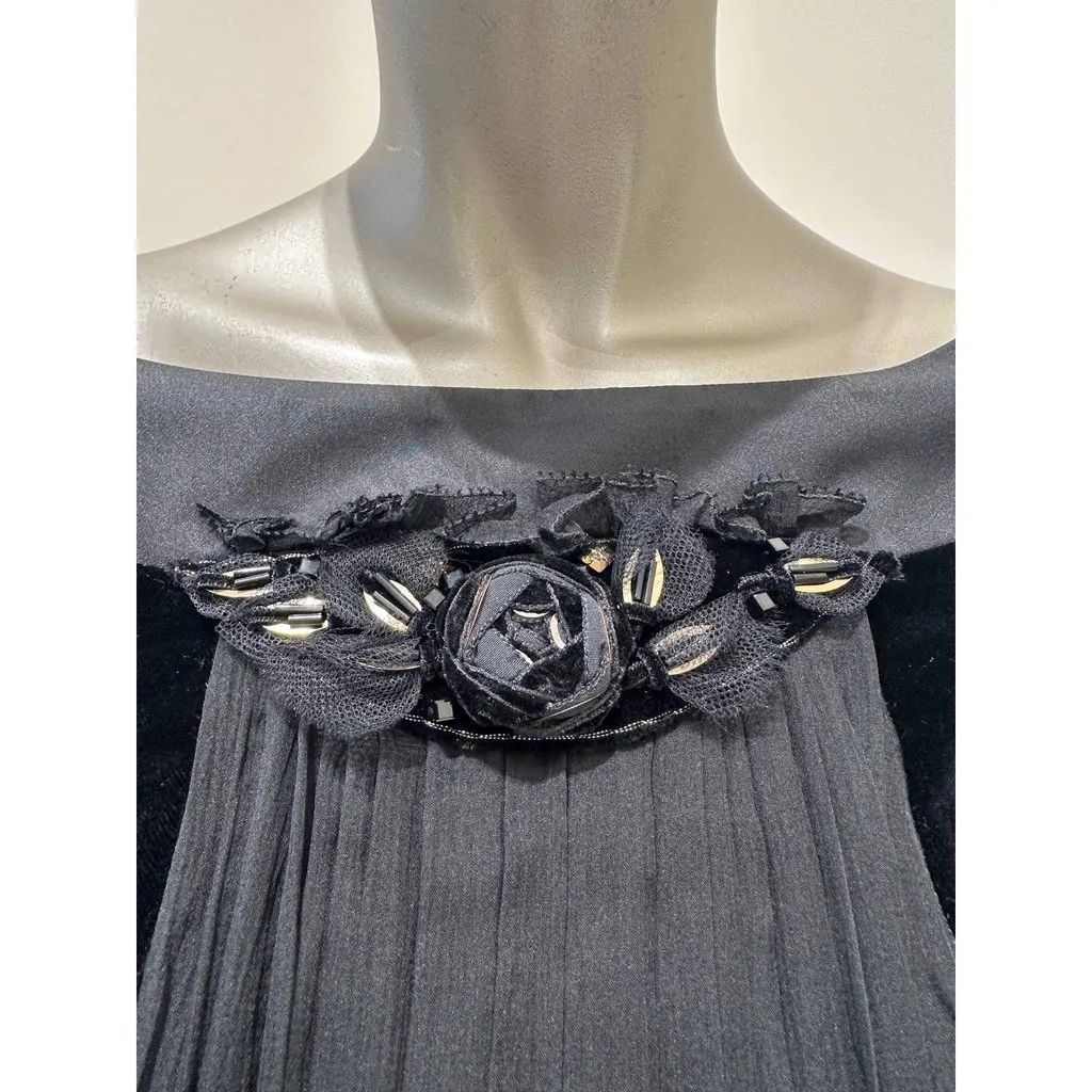 Louis Vuitton Black Silk Pleated Chain Embellished Dress Sz.36 Pre-owned Black Silk Good - Inside View