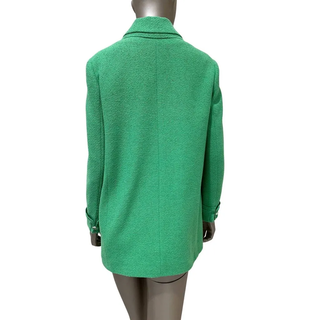Chanel Cruise 2020 Look 16 Green Bouclé Jacket Size FR 40 Pre-owned Green Tweed Good - Back View