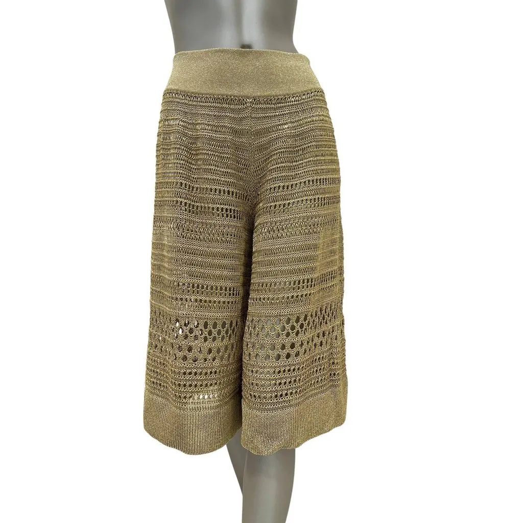 Balmain Gold Open-Knit Top & Bermuda Shorts Set FR 36 Pre-owned Gold Good - Inside View