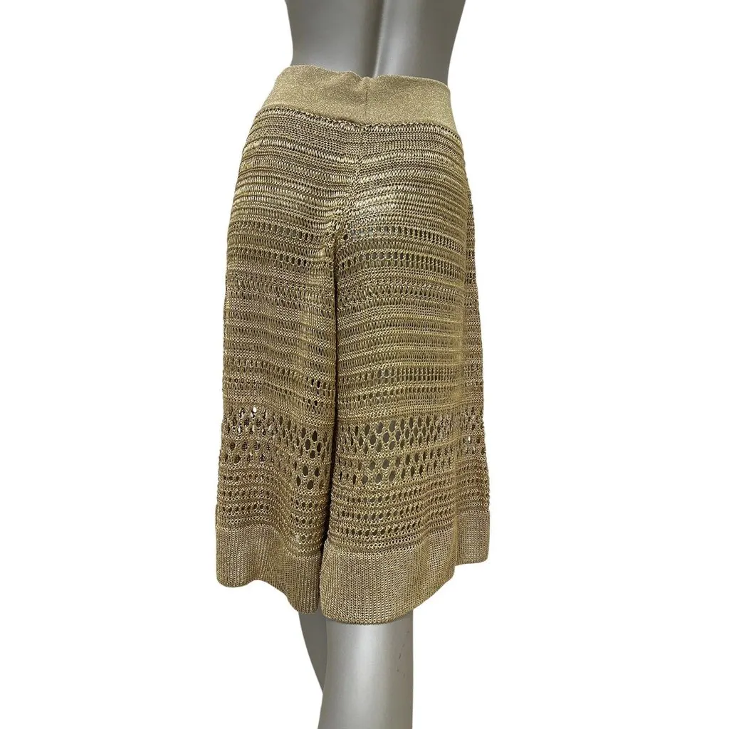 Balmain Gold Open-Knit Top & Bermuda Shorts Set FR 36 Pre-owned Gold Good - Model View