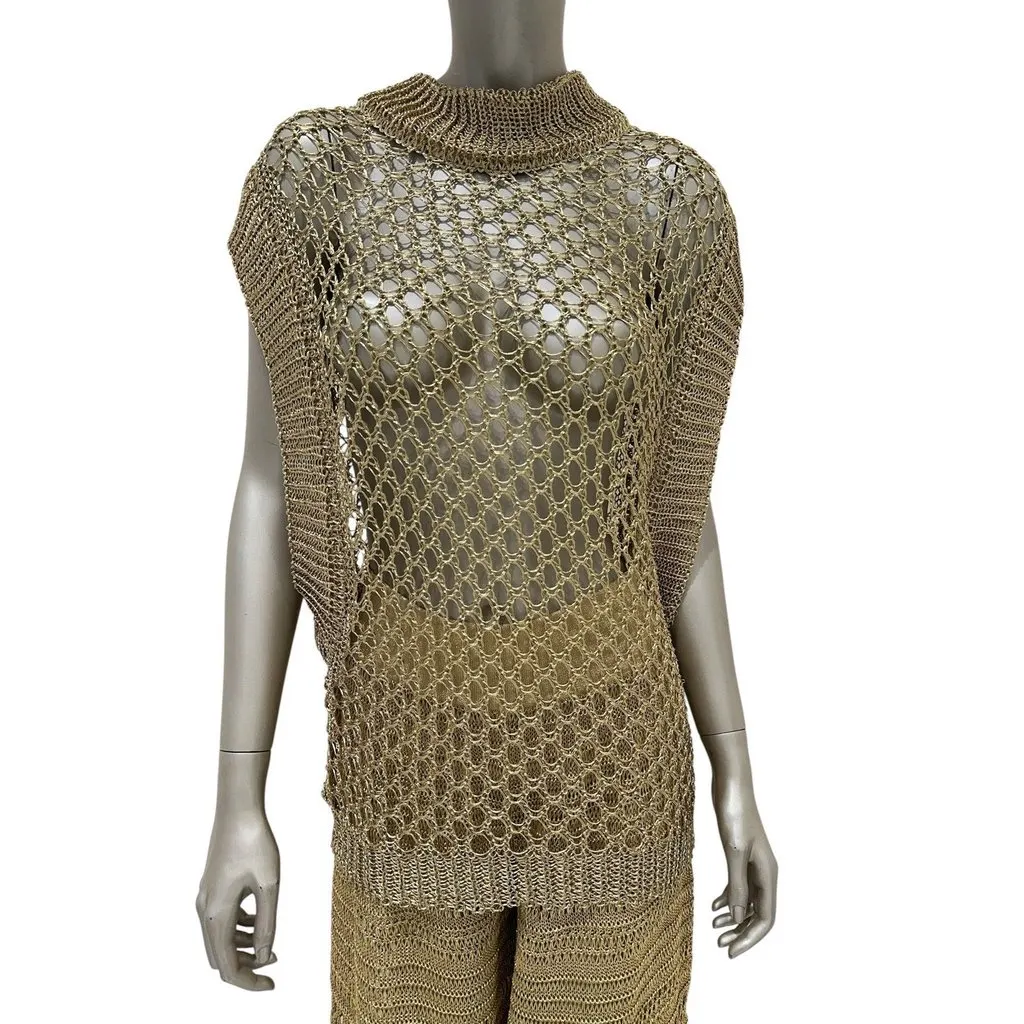 Balmain Gold Open-Knit Top & Bermuda Shorts Set FR 36 Pre-owned Gold Good - Box View