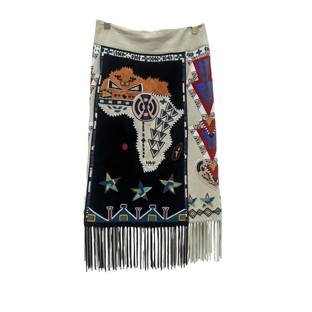 valentino SS16 Runway Suede Wrap Skirt - IT 40 Pre-owned Beige Suede Good - Back View