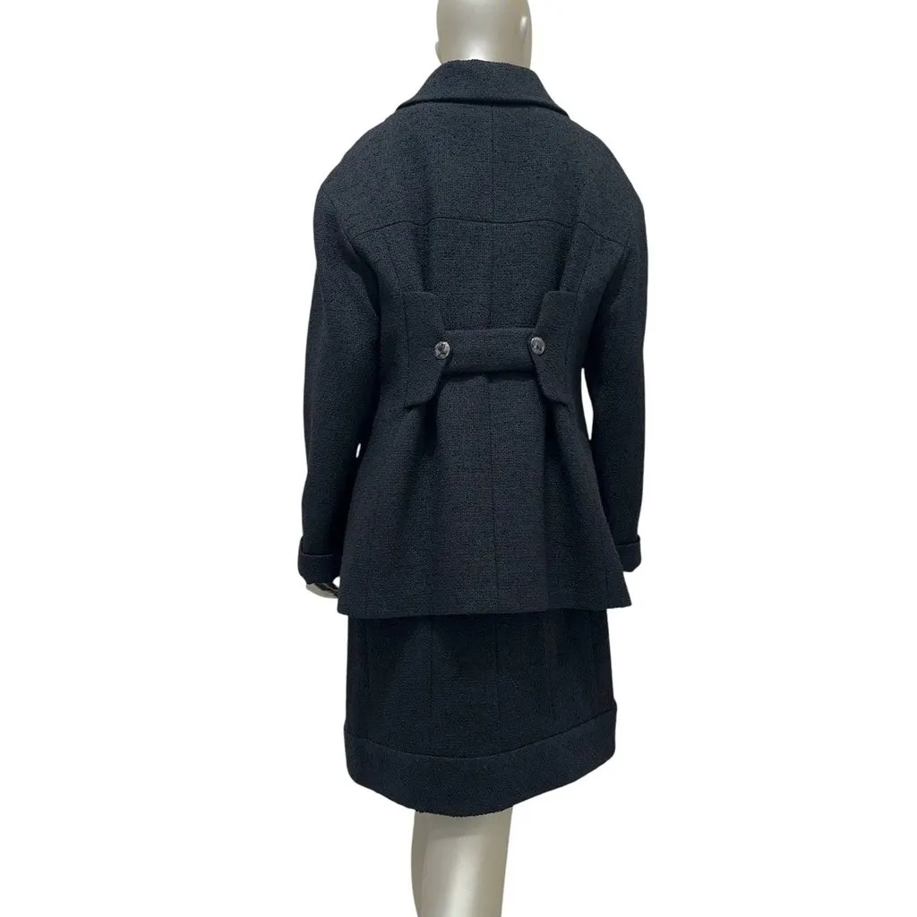 Chanel Black Bouclé Jacket & Dress Set - FR 48 Pre-owned Black Tweed Good - Back View