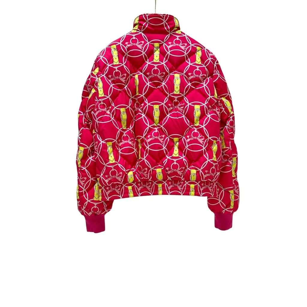 Hermès "Promenade du Matin Pois" Reversible Puffer Coat Sz.36 Pre-owned Red Good - Back View