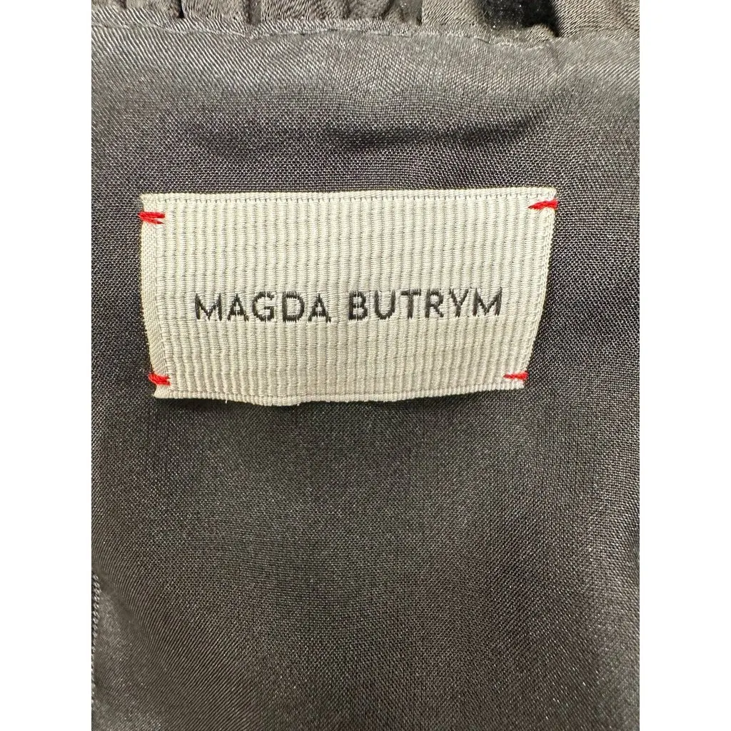 Magda Butrym Black Ruffled One-Shoulder Mini Dress Sz.38 Pre-owned Black Linen Good - Model View