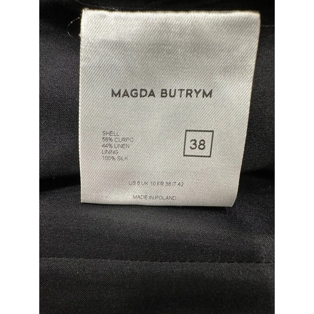 Magda Butrym Black Ruffled One-Shoulder Mini Dress Sz.38 Pre-owned Black Linen Good - Box View