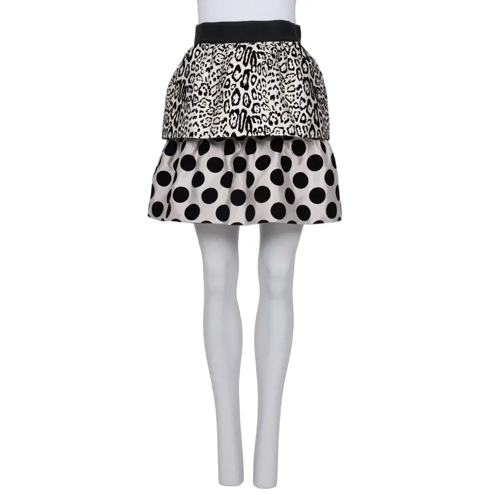 Dolce & Gabbana NWOT Dolce & Gabbana Black & White Animal Print Silk Skirt Sz.40 Pre-owned Black Silk Never worn - Front View