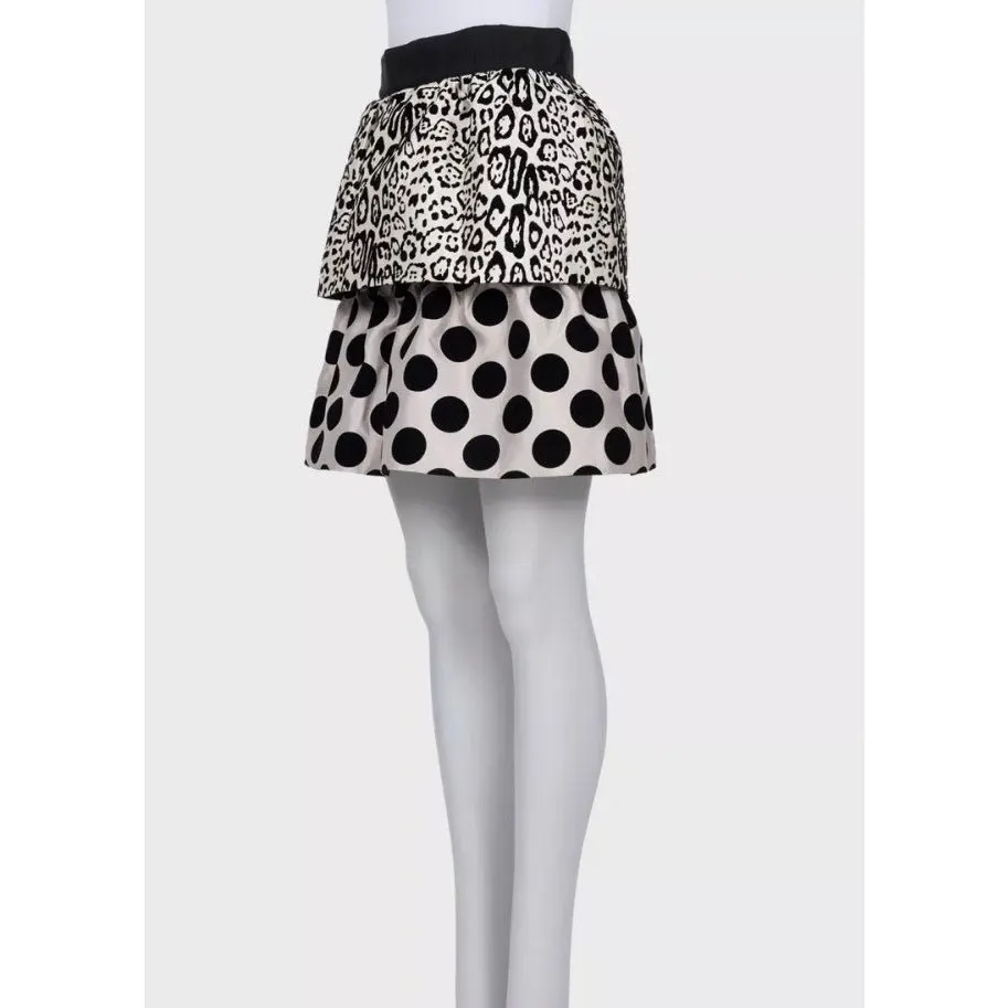 Dolce & Gabbana NWOT Dolce & Gabbana Black & White Animal Print Silk Skirt Sz.40 Pre-owned Black Silk Never worn - Back View