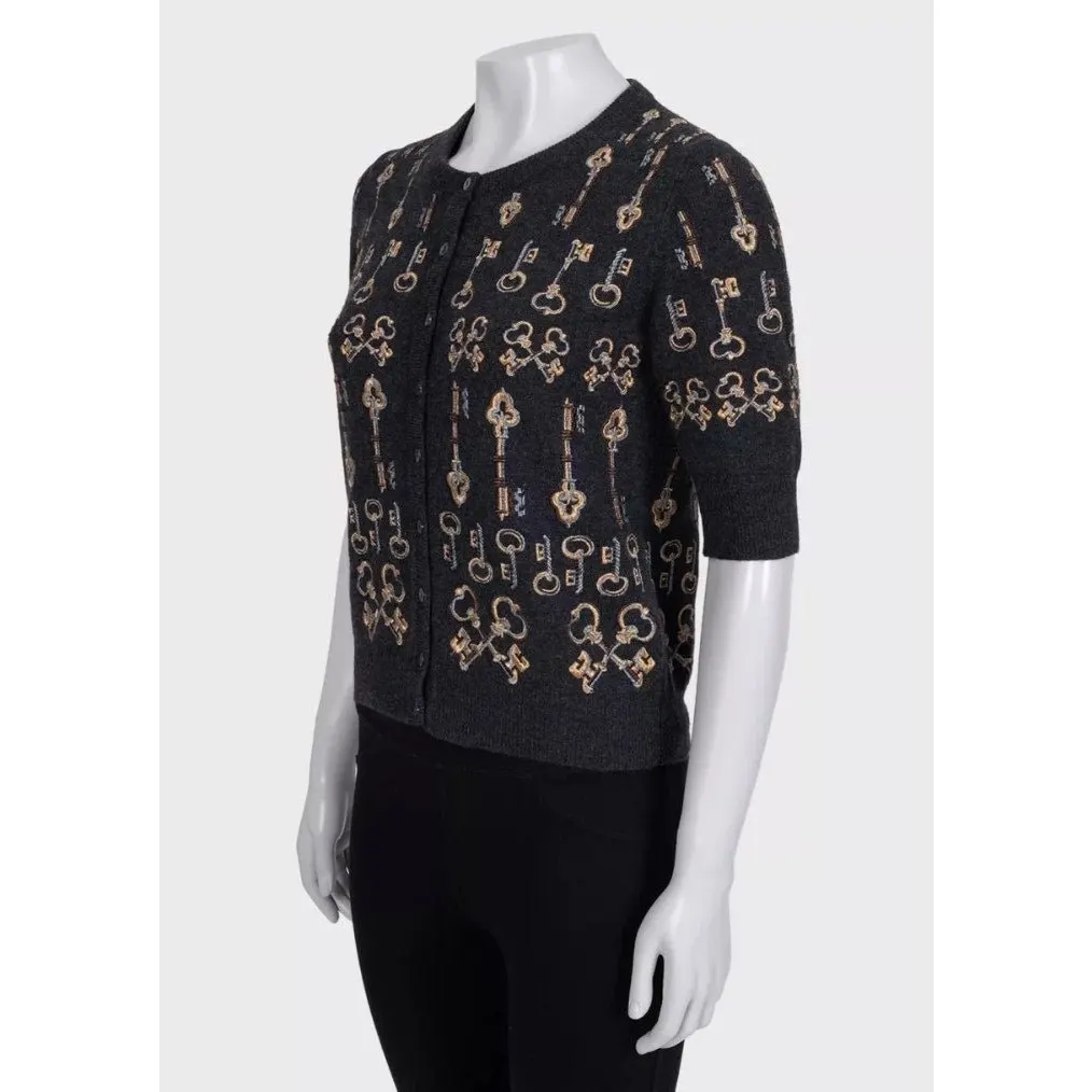 Dolce & Gabbana Embroidered Cashmere Cardigan Size S Pre-owned Red Wool Good - Back View