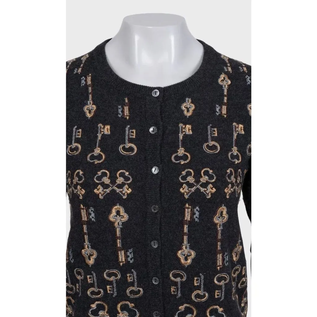 Dolce & Gabbana Embroidered Cashmere Cardigan Size S Pre-owned Red Wool Good - Model View