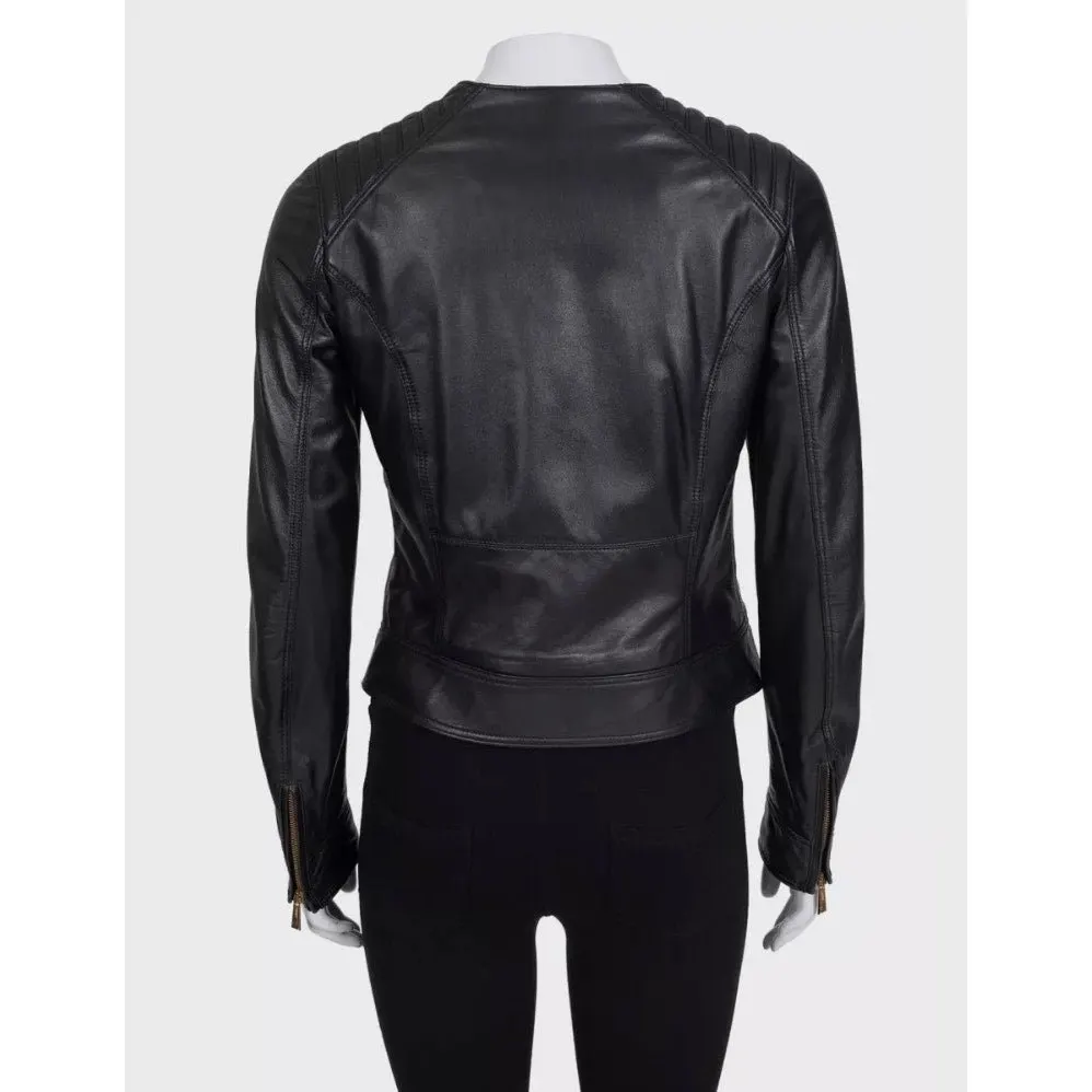 Roberto Cavalli Just Cavalli Chic Animal Print Leather Jacket IT 42 Pre-owned Black Leather Good - Inside View