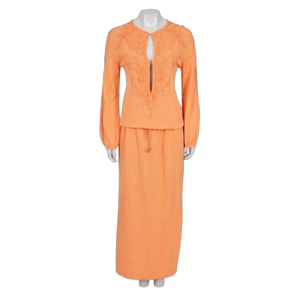 Roberto Cavalli Orange Perforated Maxi Dress EU 38/M Pre-owned Orange Never worn - Front View