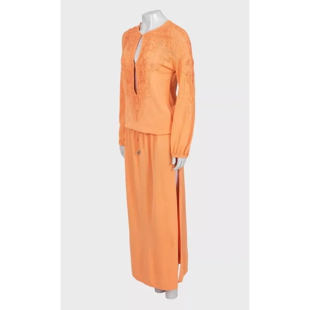 Roberto Cavalli Orange Perforated Maxi Dress EU 38/M Pre-owned Orange Never worn - Back View