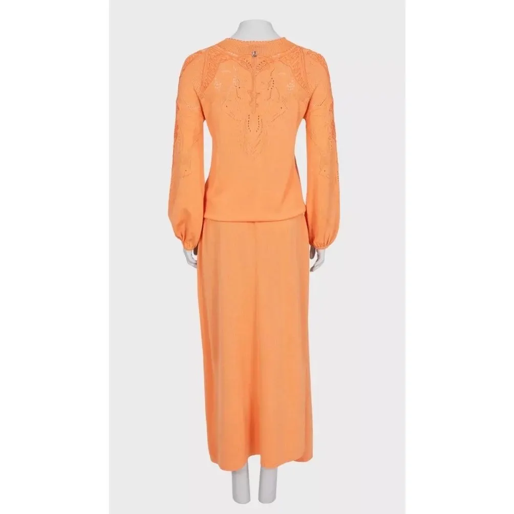 Roberto Cavalli Orange Perforated Maxi Dress EU 38/M Pre-owned Orange Never worn - Inside View