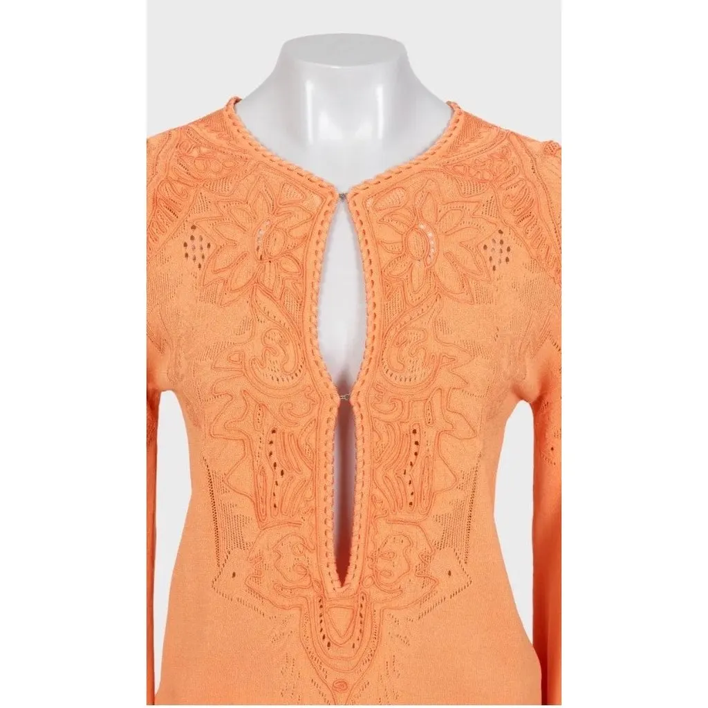 Roberto Cavalli Orange Perforated Maxi Dress EU 38/M Pre-owned Orange Never worn - Model View