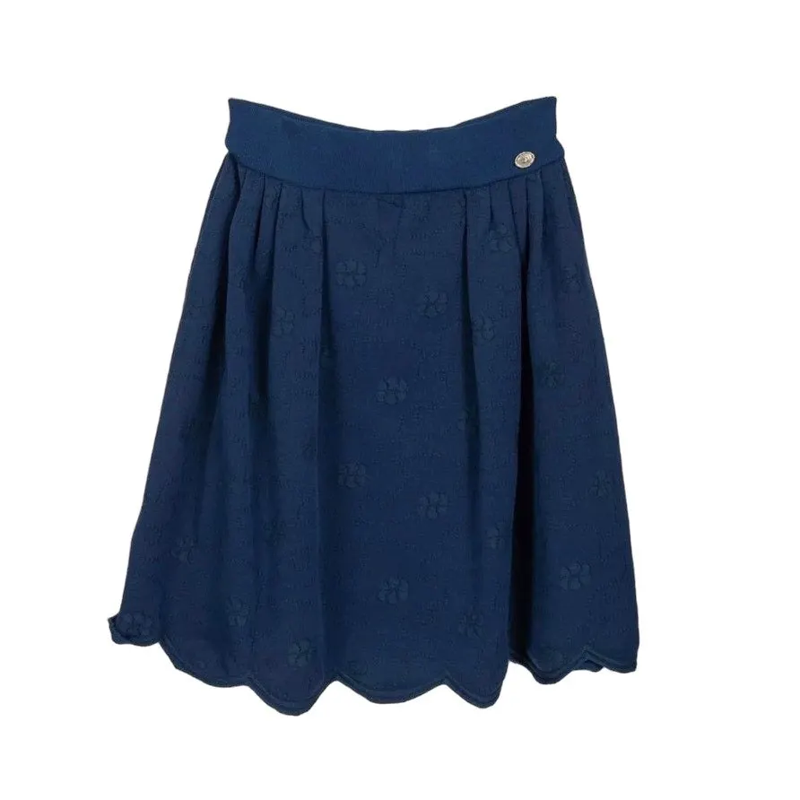 Chanel Blue Textured Knit Skirt - Elegant & Chic FR 36 Pre-owned Red Cotton Never worn - Front View