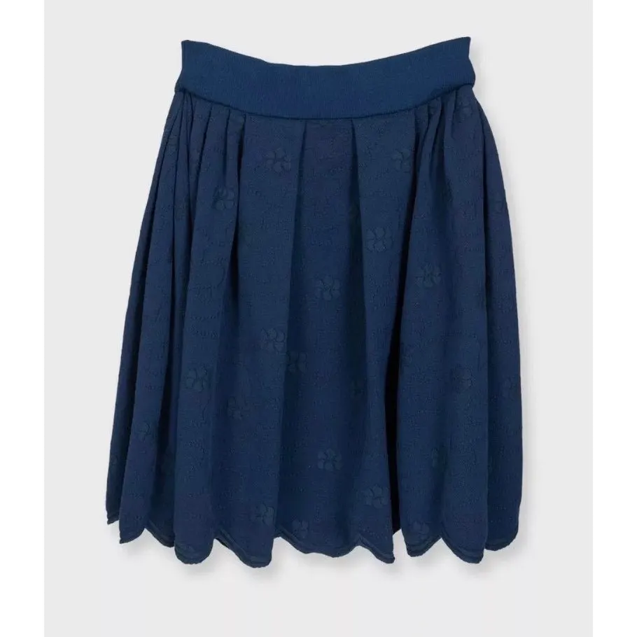 Chanel Blue Textured Knit Skirt - Elegant & Chic FR 36 Pre-owned Red Cotton Never worn - Back View