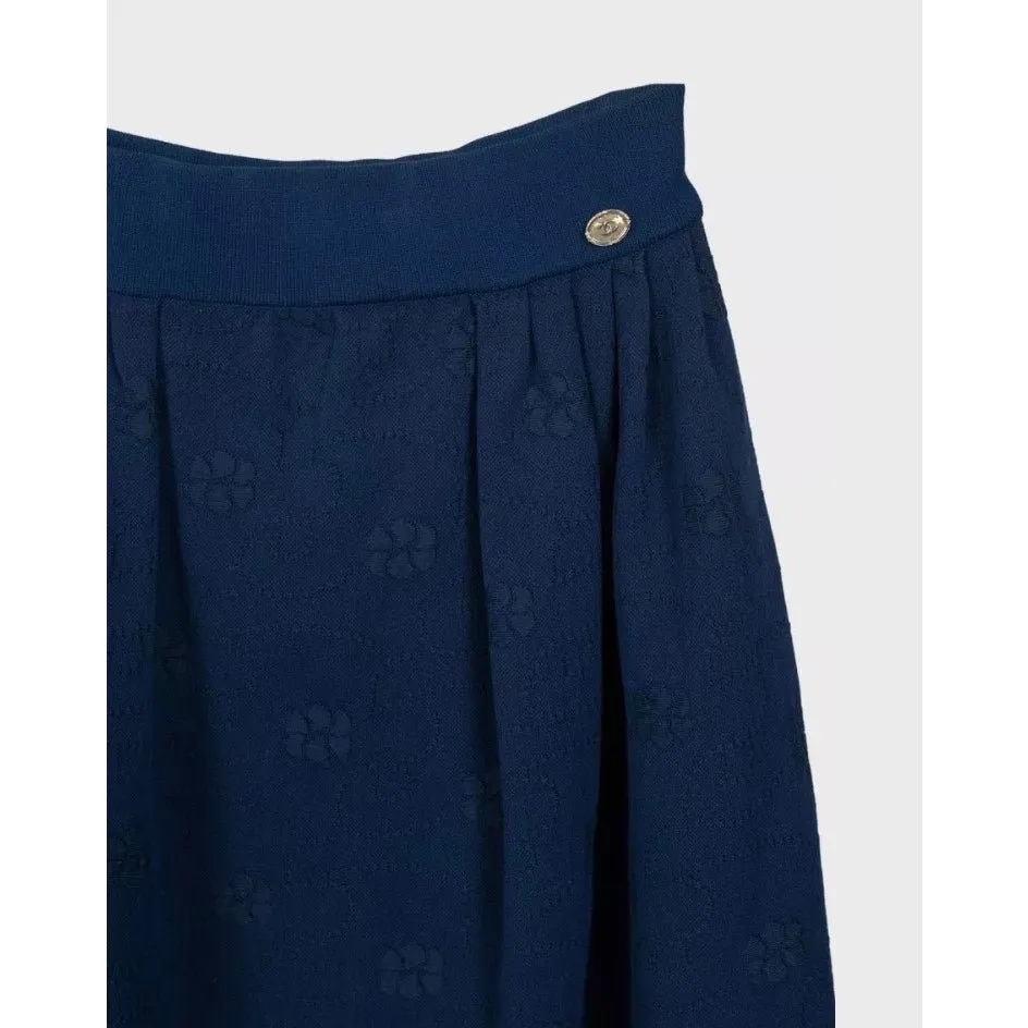Chanel Blue Textured Knit Skirt - Elegant & Chic FR 36 Pre-owned Red Cotton Never worn - Inside View