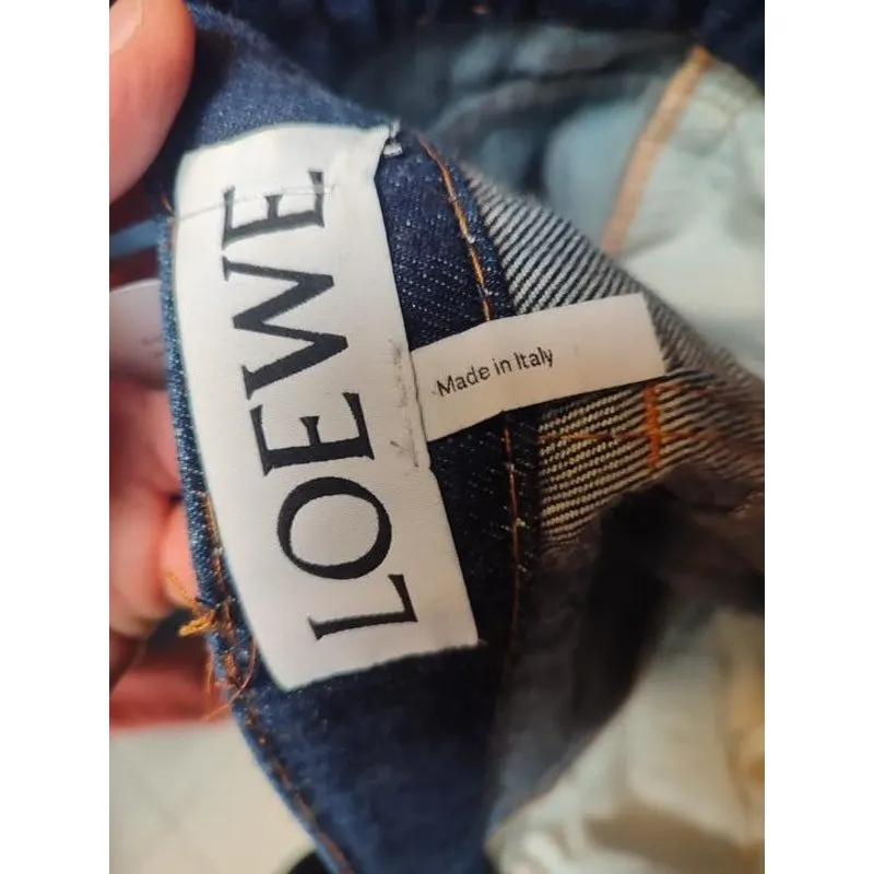 Loewe Cropped Jeans with White Turn-Up Cuffs EU 42 Pre-owned White Denim Good - Box View
