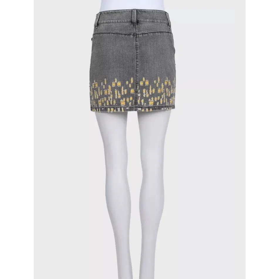 Chanel Distressed Grey Denim Mini Skirt - FR 36 pre-owned Grey Denim Good - Inside View