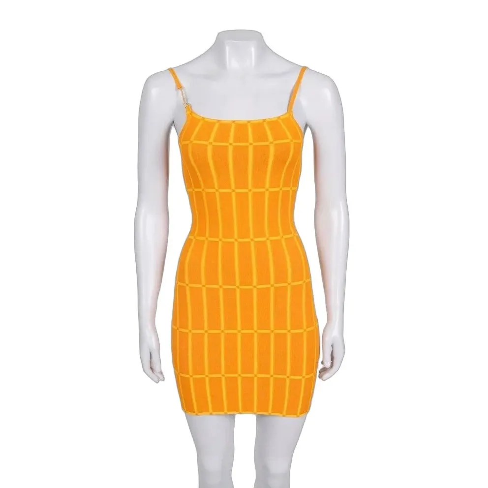 Jacquemus Maille Malha Orange Knit Mini Dress EU 36 Pre-owned Orange Never worn - Front View