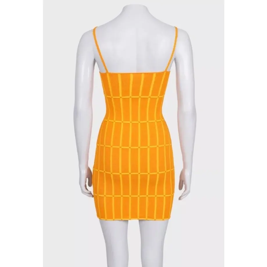 Jacquemus Maille Malha Orange Knit Mini Dress EU 36 Pre-owned Orange Never worn - Inside View