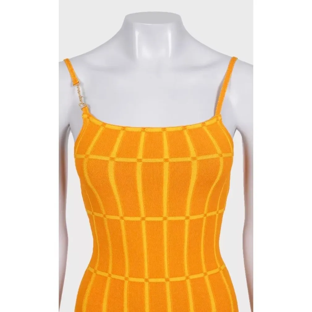 Jacquemus Maille Malha Orange Knit Mini Dress EU 36 Pre-owned Orange Never worn - Model View