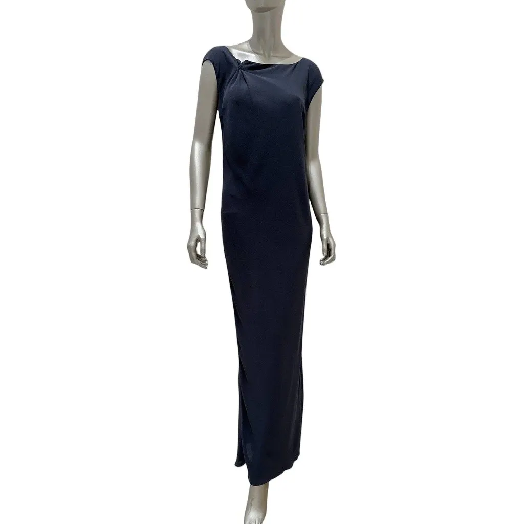 Brunello Cucinelli Gray Silk Open Back Maxi Dress Sz.M Pre-owned Grey Silk Good - Front View