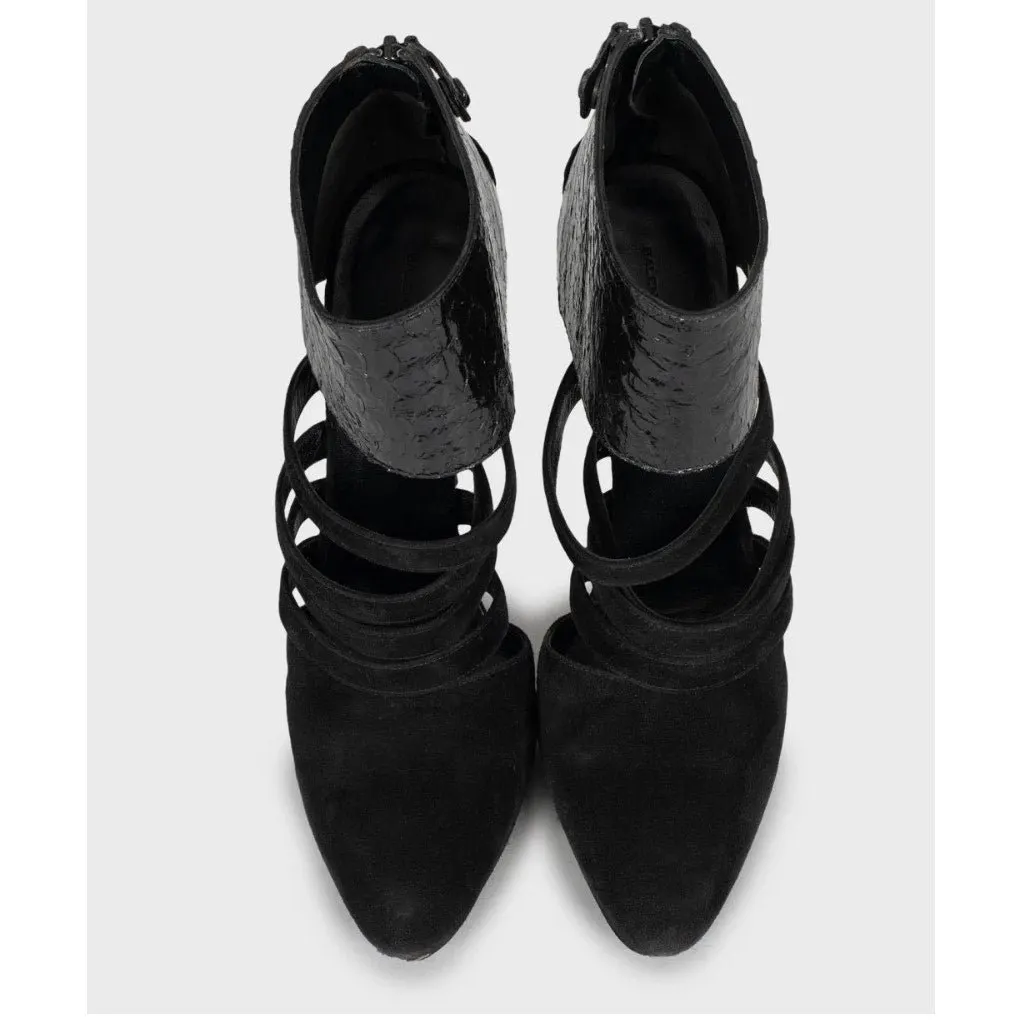Balenciaga Black Leather & Suede Ankle Boots Size 40 Pre-owned Black Leather Good - Back View