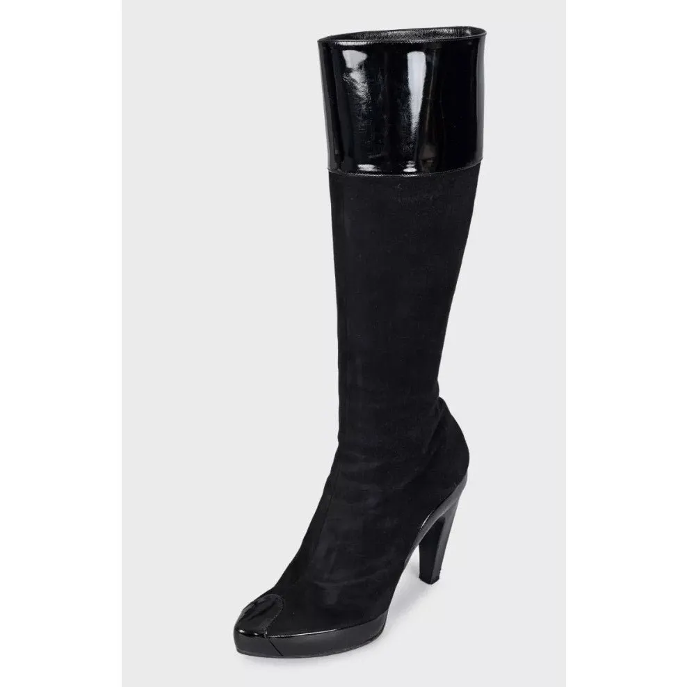 Balenciaga Black Leather Suede Heeled Boots Sz. 40 Pre-owned Black Leather Good - Inside View