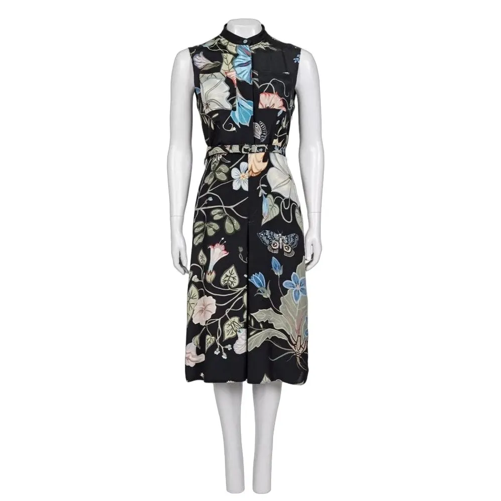 Gucci Black Printed Midi Dress - Elegant IT 40 S Pre-owned Black Good - Front View