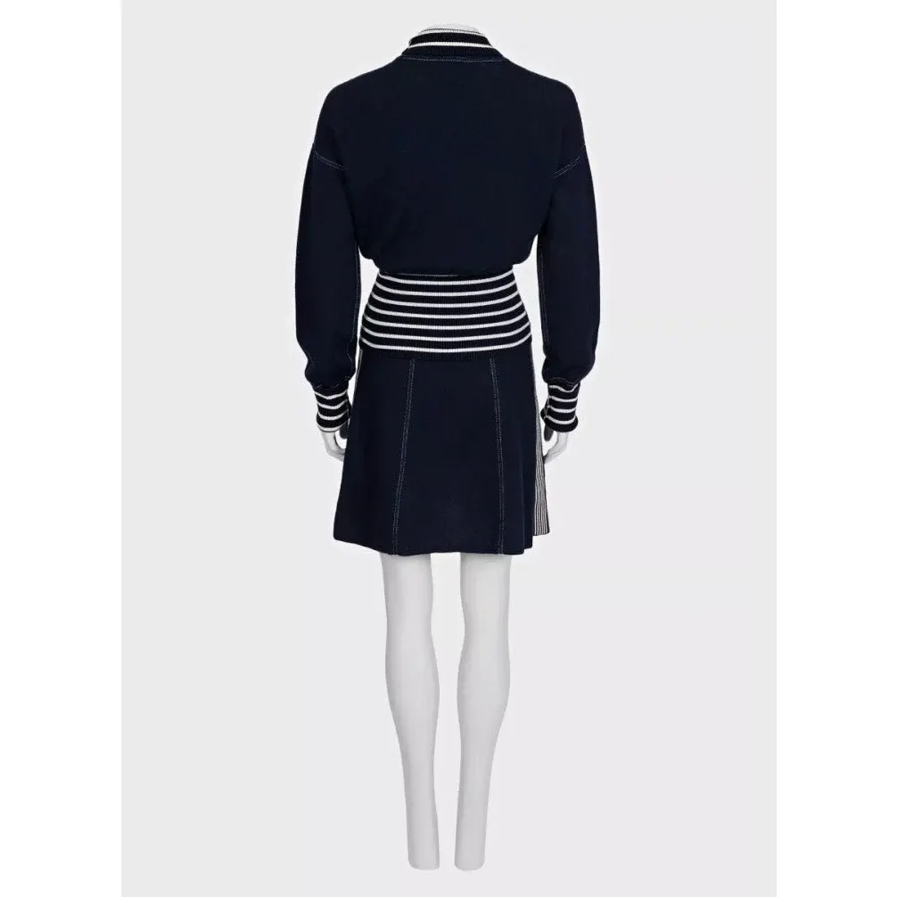 Chanel 2008 Cruise Blue Knit Embellished Skirt Suit Sz 38 Pre-owned Blue Cotton Good - Inside View