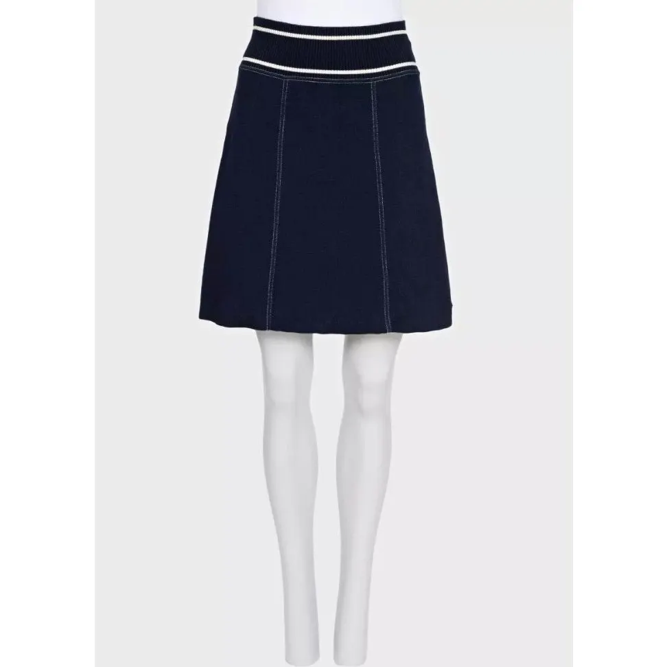 Chanel 2008 Cruise Blue Knit Embellished Skirt Suit Sz 38 Pre-owned Blue Cotton Good - Model View