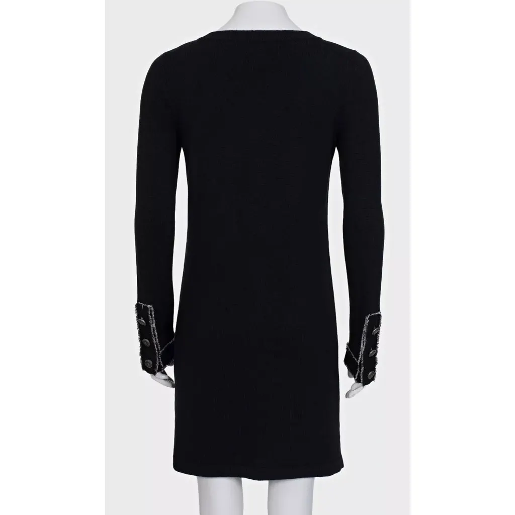 Chanel Cashmere Dress with Signature Buttons Sz.36 Pre-owned Black Wool Never worn - Inside View