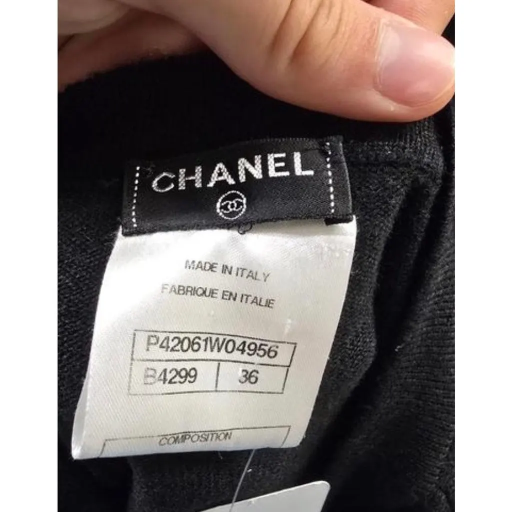 Chanel Cashmere Dress with Signature Buttons Sz.36 Pre-owned Black Wool Never worn - Box View
