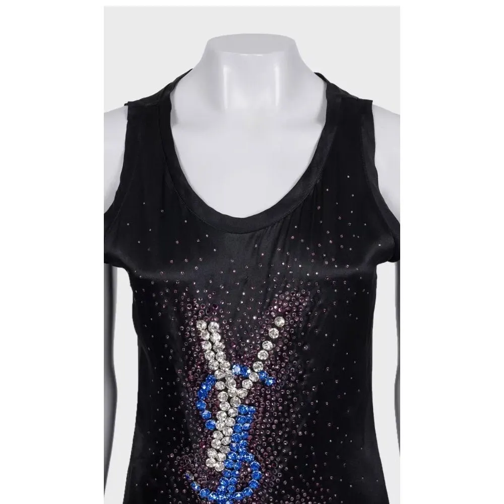 Yves Saint Laurent Vintage Yves Saint Laurent Crystal Embellished Silk Tank Top Sz.S Pre-owned MultiColor Silk Good - Inside View