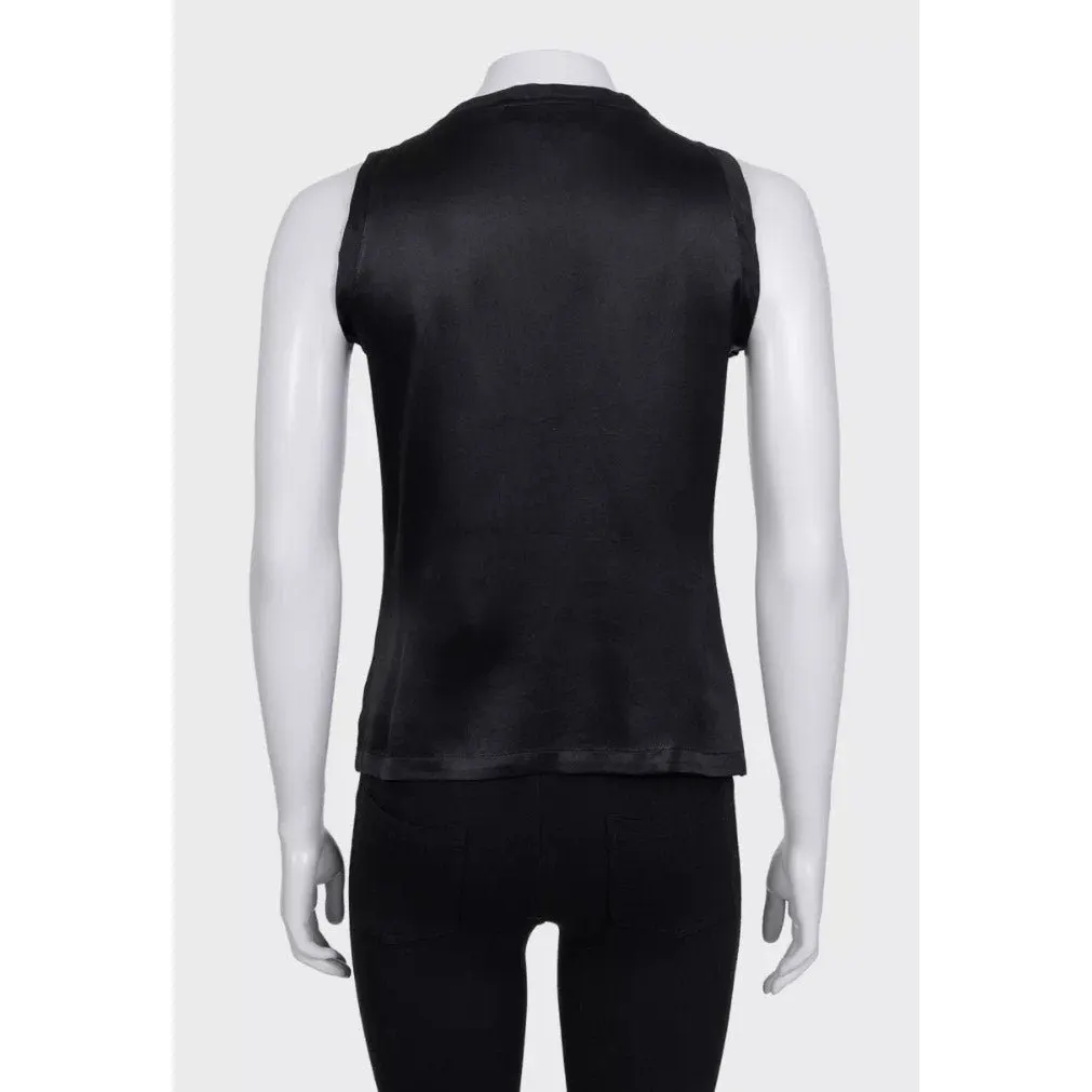 Yves Saint Laurent Vintage Yves Saint Laurent Crystal Embellished Silk Tank Top Sz.S Pre-owned MultiColor Silk Good - Model View