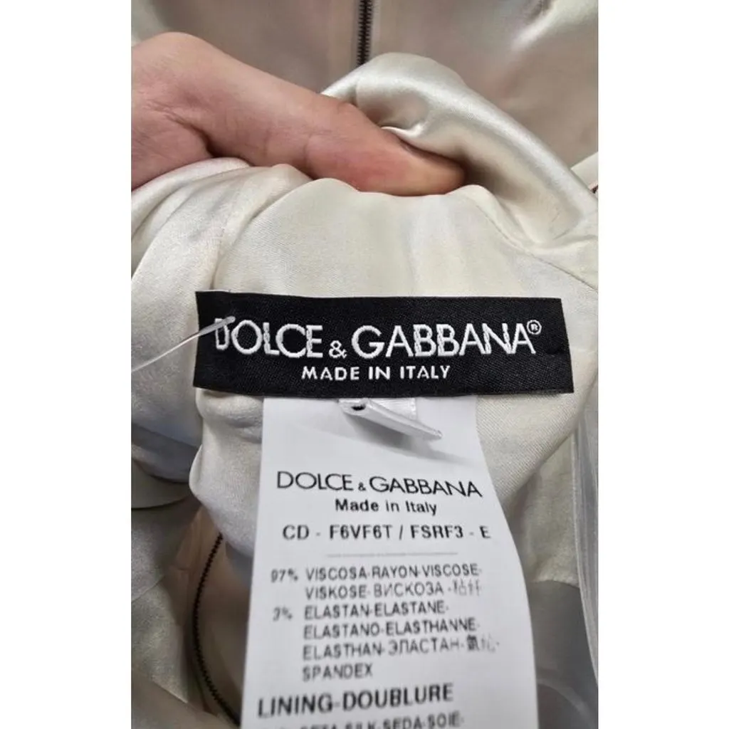 Dolce & Gabbana White Floral Sheath Dress IT 42 Pre-owned White Silk Good - Model View