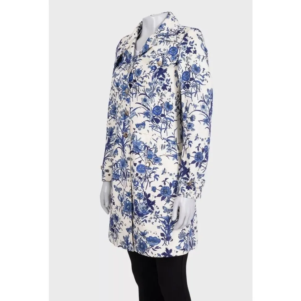 Gucci Resort 2007 White Floral Print Cotton Coat IT 38 Pre-owned White Cotton Good - Back View