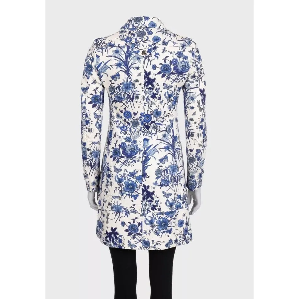 Gucci Resort 2007 White Floral Print Cotton Coat IT 38 Pre-owned White Cotton Good - Inside View